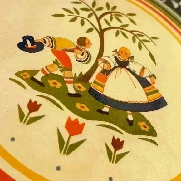 Vintage Kitsch Tin Hot Pad Trivet Courting Man and Woman 1950s - Picture 5 of 6